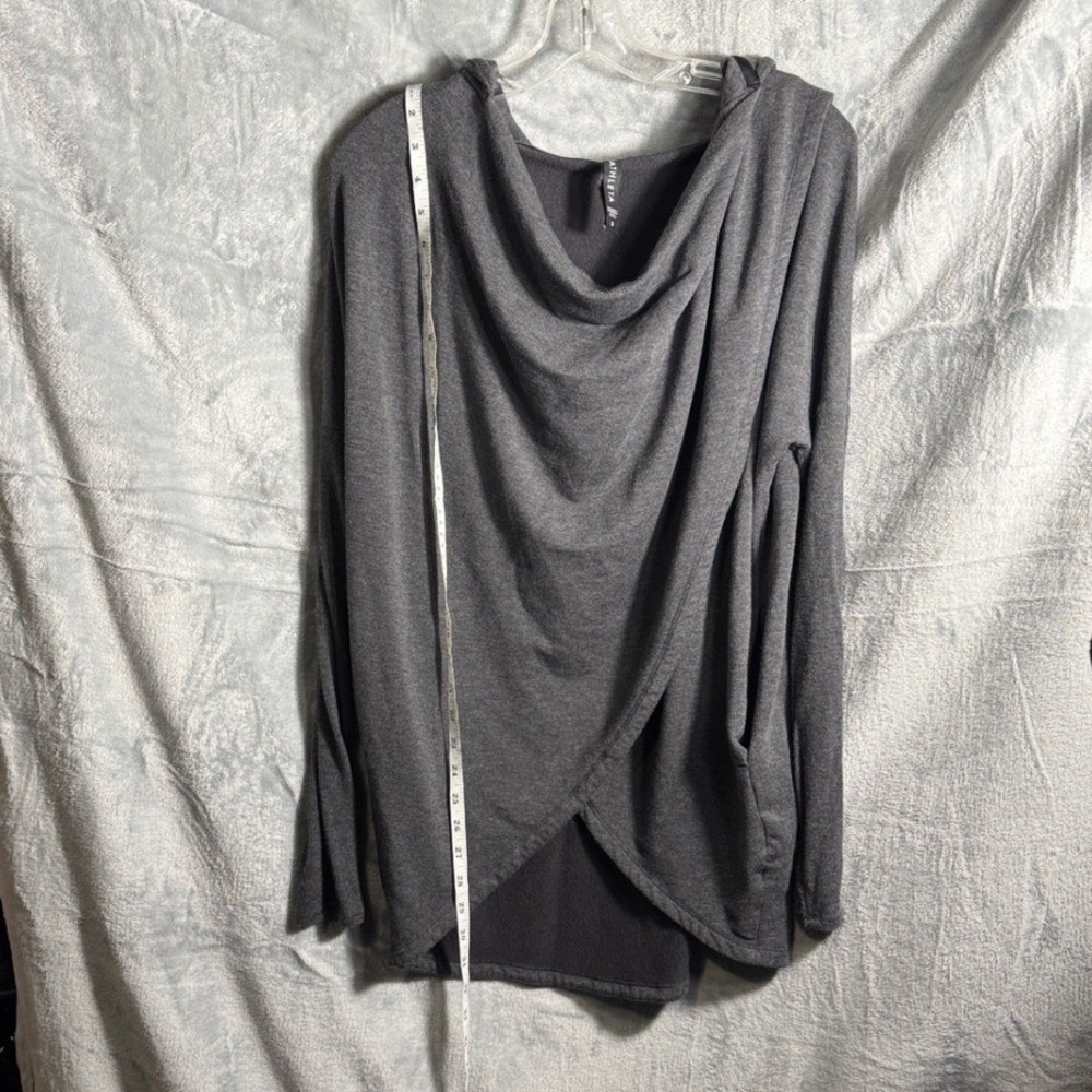 Athleta Gray Drape Front Hooded Long Sleeve Cozy Modal‎ Blend Top Size S
